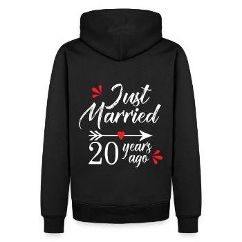 Hochzeitstag 20 Jahre verheiratet seit 20 Jahren - Männer Premium Bio Hoodie - Schwarz - Hinten - Nico (187cm)