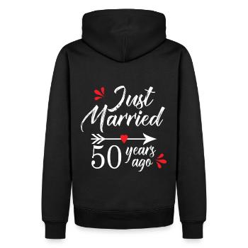 anniversaire de mariage 50 ans Marié depuis 50 ans - Sweat à capuche Premium bio Homme - noir - Dos - Nico (187cm)