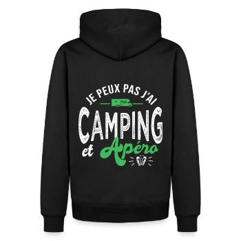 peux pas j'ai camping et apéro Humour camping car - Sweat à capuche Premium bio Homme - noir - Dos - Nico (187cm)