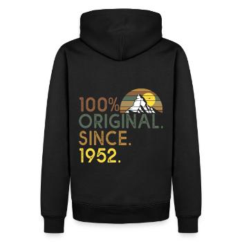 100 % original since 1952 anniversaire 70 ans - Sweat à capuche Premium bio Homme - noir - Dos - Nico (187cm)