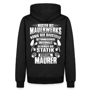 Maurer/Bauarbeiter/Rohbau/Bauberuf/Geschenk - Männer Premium Bio Hoodie - Schwarz - Hinten - Nico (187cm)