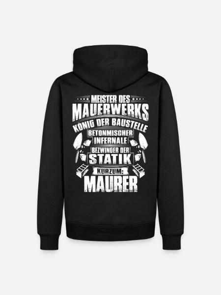 Maurer/Bauarbeiter/Rohbau/Bauberuf/Geschenk - Männer Premium Bio Hoodie - Schwarz