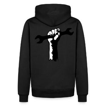 mecanicien - mechanician - Männer Premium Bio Hoodie - Schwarz - Hinten - Nico (187cm)