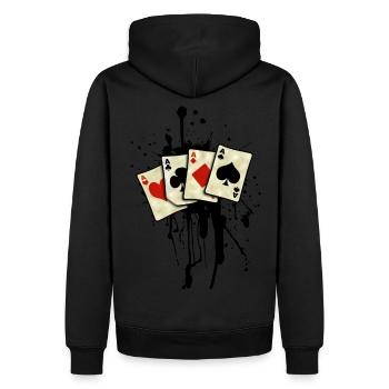 poker cards design Tee shirts manches longues - Sweat à capuche Premium bio Homme - noir - Dos - Nico (187cm)