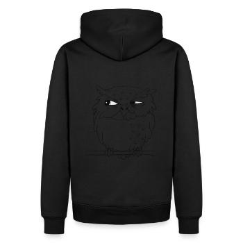 skeptical eagle owl (white eyes) - Men’s Premium Organic Hoodie - black - Back - Nico (187cm)