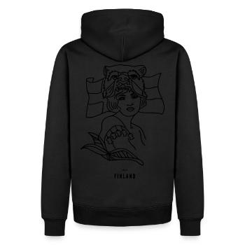 Maiden of Finland - Suomineito - Men’s Premium Organic Hoodie - black - Back - Nico (187cm)