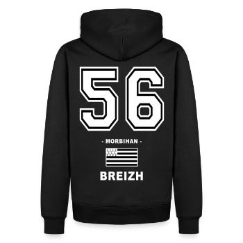 56 breizh bretagne - Sweat à capuche Premium bio Homme - noir - Dos - Nico (187cm)
