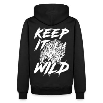 2reborn keep it chasseur de sanglier, cerf jaege - Sweat à capuche Premium bio Homme - noir - Dos - Nico (187cm)