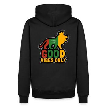 Good Vibes only, Reggae Jamaikanischer Löwe Krone - Männer Premium Bio Hoodie - Schwarz - Hinten - Nico (187cm)
