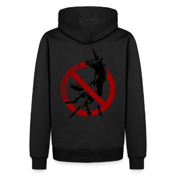 Einhorn Freie Zone - Das anti Unicorn Design - Männer Premium Bio Hoodie - Schwarz - Hinten - Nico (187cm)