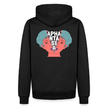 Geteilter Kopf, Aphantasie, Aphant, surreal - Männer Premium Bio Hoodie - Schwarz - Hinten - Nico (187cm)