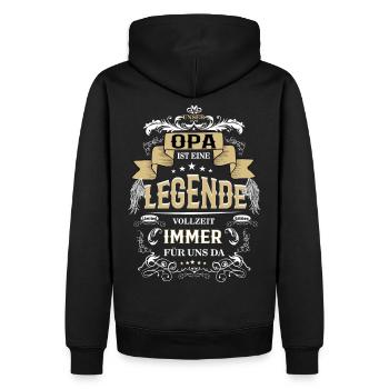 Opa Legende schöne Geschenkidee - Männer Premium Bio Hoodie - Schwarz - Hinten - Nico (187cm)
