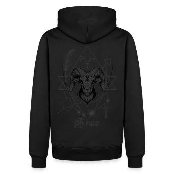 Widder - Männer Premium Bio Hoodie - Schwarz - Hinten - Nico (187cm)