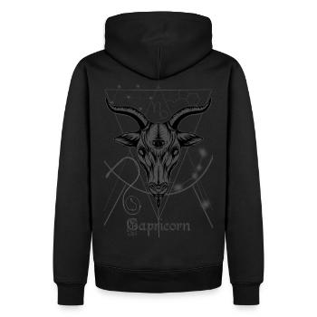 Steinbock - Männer Premium Bio Hoodie - Schwarz - Hinten - Nico (187cm)