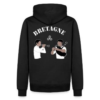 bretagne bagad - Sweat à capuche Premium bio Homme - noir - Dos - Nico (187cm)