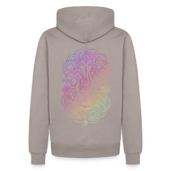Ganesh rainbow - Sweat à capuche Premium bio Homme - taupe - Dos - Nico (187cm)