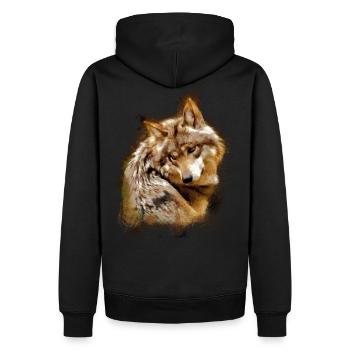 Loup gris mexicain espèce en voie de disparition - Sweat à capuche Premium bio Homme - noir - Dos - Nico (187cm)
