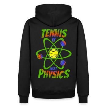 Tennis is just physic Back rainbow colors - Men’s Premium Organic Hoodie - black - Back - Nico (187cm)
