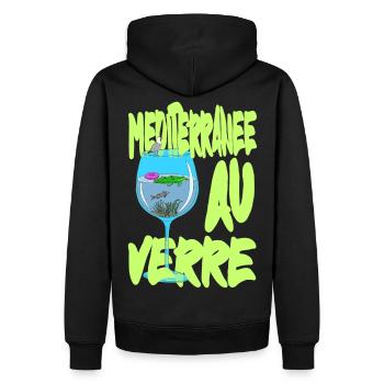 Mediterran aus Glas - Surealism petiteToulon - Männer Premium Bio Hoodie - Schwarz - Hinten - Nico (187cm)