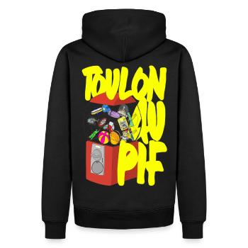 Toulon au Pif - Sweat à capuche Premium bio Homme - noir - Dos - Nico (187cm)