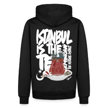 Turkish TeacupAnimated Vintage Scene - Men’s Premium Organic Hoodie - black - Back - Nico (187cm)