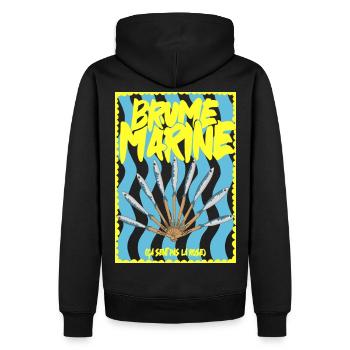 Brume Marine et  éventaile de sardines - Sweat à capuche Premium bio Homme - noir - Dos - Nico (187cm)
