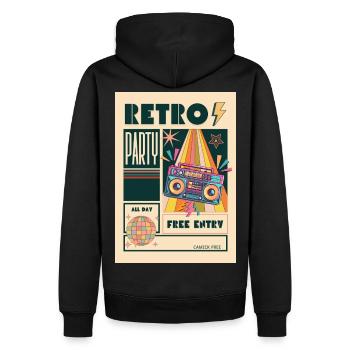 Retro-Party-Boombox-Neon - Männer Premium Bio Hoodie - Schwarz - Hinten - Nico (187cm)