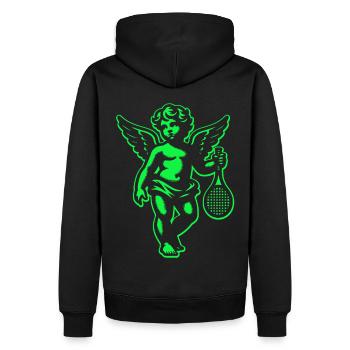 Chemise de tennis Angel Cherub Rétro Renaissance vert néon - Sweat à capuche Premium bio Homme - noir - Dos - Nico (187cm)