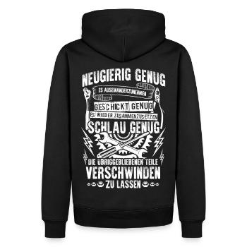 Neugierig, geschickt und schlau Geschenk - Männer Premium Bio Hoodie - Schwarz - Hinten - Nico (187cm)