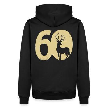 Hirsch Jagd Tracht 60 - Männer Premium Bio Hoodie - Schwarz - Hinten - Nico (187cm)