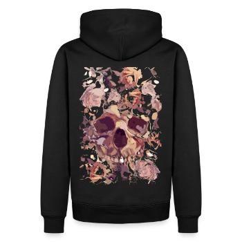 Crâne avec des roses - Sweat à capuche Premium bio Homme - noir - Dos - Nico (187cm)