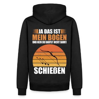Bogenschütze - Bogensport Sprüche - Männer Premium Bio Hoodie - Schwarz - Hinten - Nico (187cm)