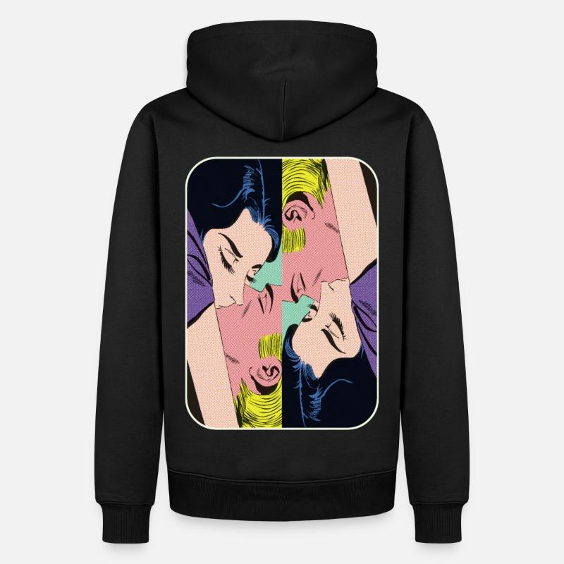 Baiser sens dessus-dessous - Sweat à capuche Premium bio Homme - noir