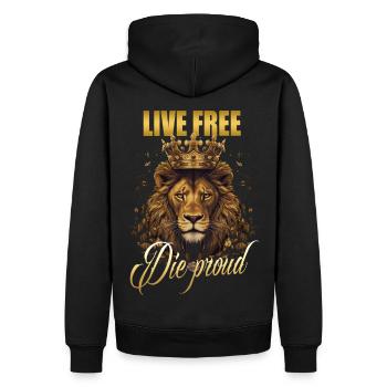 The King - Live free die proud - Men’s Premium Organic Hoodie - black - Back - Nico (187cm)