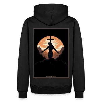 LIVE FREE DIE PROUD - DER HERR, MEIN ERLÖSER - Männer Premium Bio Hoodie - Schwarz - Hinten - Nico (187cm)