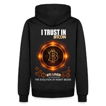 ICH VERTRAUE AUF BITCOIN BTC EVOLUTION DES GELDES - Männer Premium Bio Hoodie - Schwarz - Hinten - Nico (187cm)