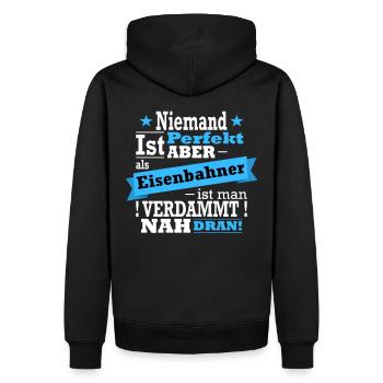 Eisenbahner, Lokomotiven und Zug Fan - Männer Premium Bio Hoodie - Schwarz - Hinten - Nico (187cm)