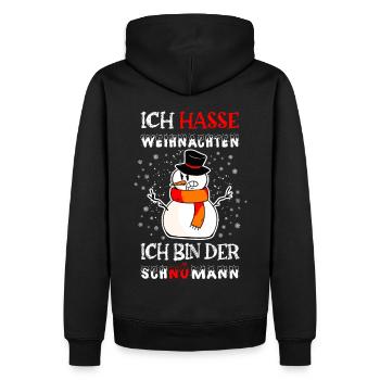 Ich hasse Weihnachten, Schnömann - Männer Premium Bio Hoodie - Schwarz - Hinten - Nico (187cm)