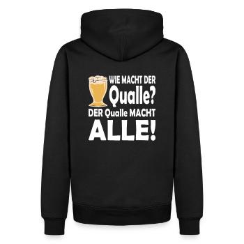 Wie macht die Qualle? Die Qualle macht alle! Trink - Männer Premium Bio Hoodie - Schwarz - Hinten - Nico (187cm)