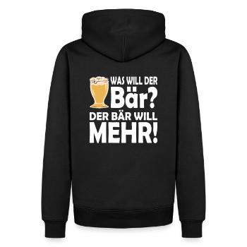 Was will der Bär? Der Bär will mehr! Trinkspruch - Männer Premium Bio Hoodie - Schwarz - Hinten - Nico (187cm)