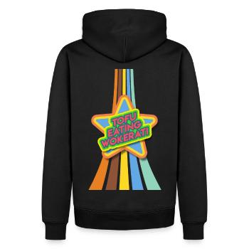 Tofu Eating Wokerati 2024 - Men’s Premium Organic Hoodie - black - Back - Nico (187cm)
