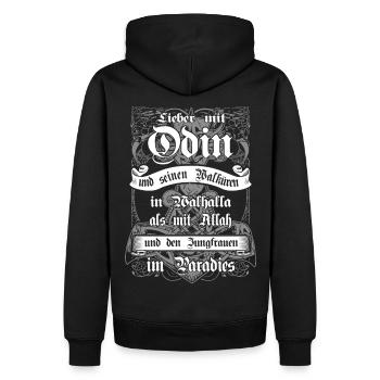Mit Odin in Walhalla - Männer Premium Bio Hoodie - Schwarz - Hinten - Nico (187cm)