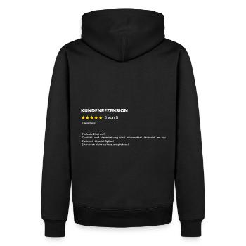 Avis clients Note Femme drôle 5 sur 5 - Sweat à capuche Premium bio Homme - noir - Dos - Nico (187cm)