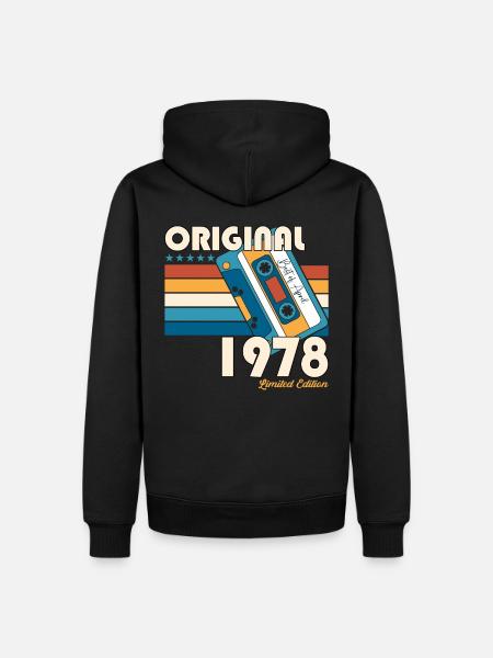 45e anniversaire homme April Born 1978 Cassette - Sweat à capuche Premium bio Homme - noir