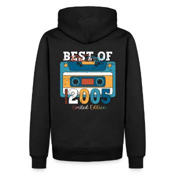 18. Geburtstag Dezember Jahrgang 2005 Kassette - Männer Premium Bio Hoodie - Schwarz - Hinten - Nico (187cm)
