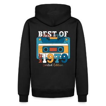 Mai 1979 Jahrgang 1979 Geburtstag 1979 Legende 79 - Männer Premium Bio Hoodie - Schwarz - Hinten - Nico (187cm)