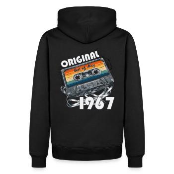 Kassette Mai 1967 Jahrgang 1967 Geburtstag 1967 - Männer Premium Bio Hoodie - Schwarz - Hinten - Nico (187cm)