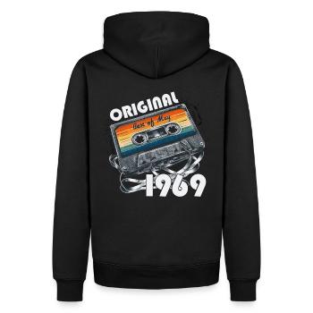 Cassette Mai 1969 Millésime 1969 Anniversaire 1969 - Sweat à capuche Premium bio Homme - noir - Dos - Nico (187cm)