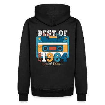 Cassette June 1984 Vintage 1984 Birthday 1984 - Men’s Premium Organic Hoodie - black - Back - Nico (187cm)