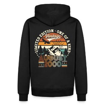 Vintage 2000 22 août cadeau d'anniversaire amusant - Sweat à capuche Premium bio Homme - noir - Dos - Nico (187cm)